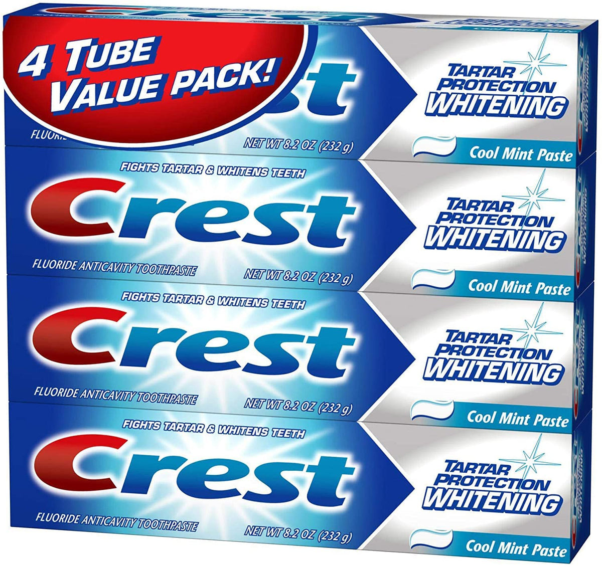 Crest Tartar Protection Whitening Cool Mint Toothpaste 8.2 oz 4-pack – product image 1
