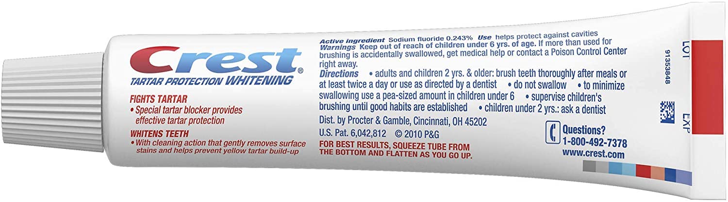 Packaging of Crest Tartar Protection Whitening Cool Mint Toothpaste 8.2 oz 4-pack