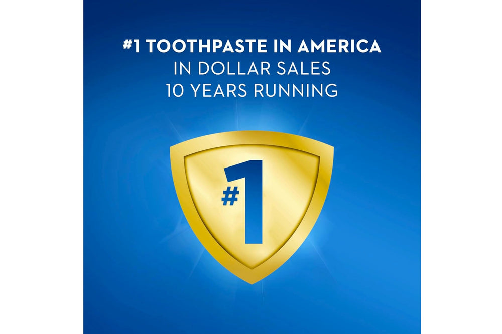 Crest toothpaste with cavity protection label