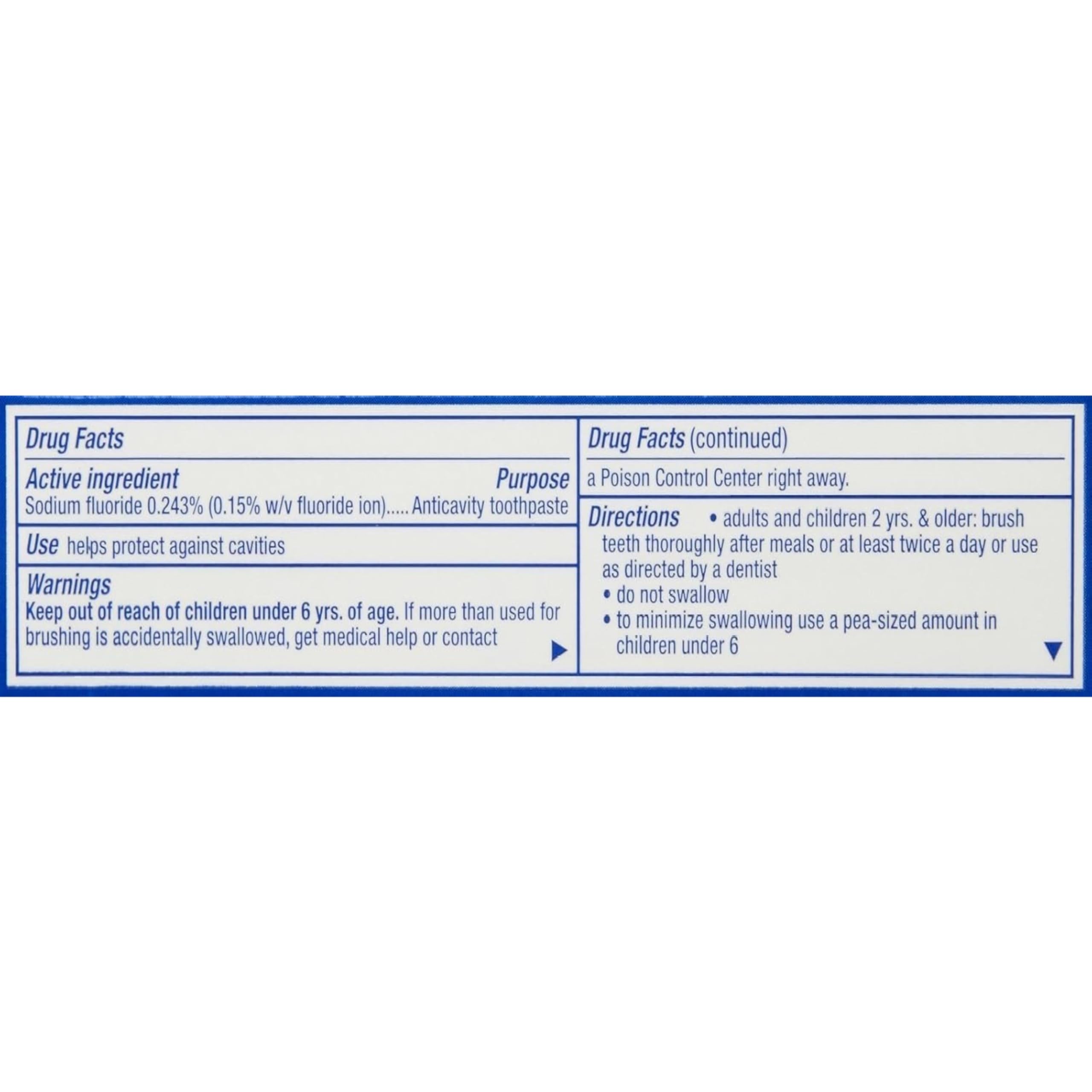 Crest toothpaste label displaying NDC code 58933-005-85