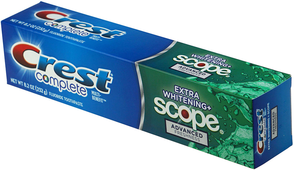 Crest Complete toothpaste 8.2 oz tubes with mint flavor label