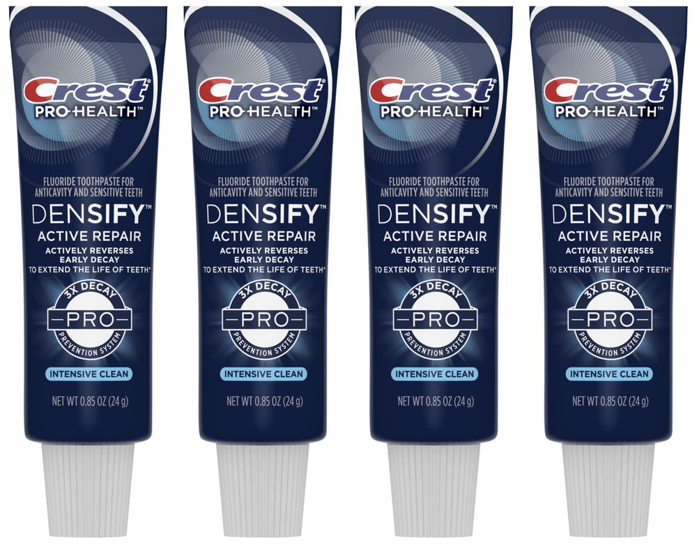 Pack of four Crest Densify PRO-Health Intensive Clean toothpaste tubes (travel size) - 0.85 oz each