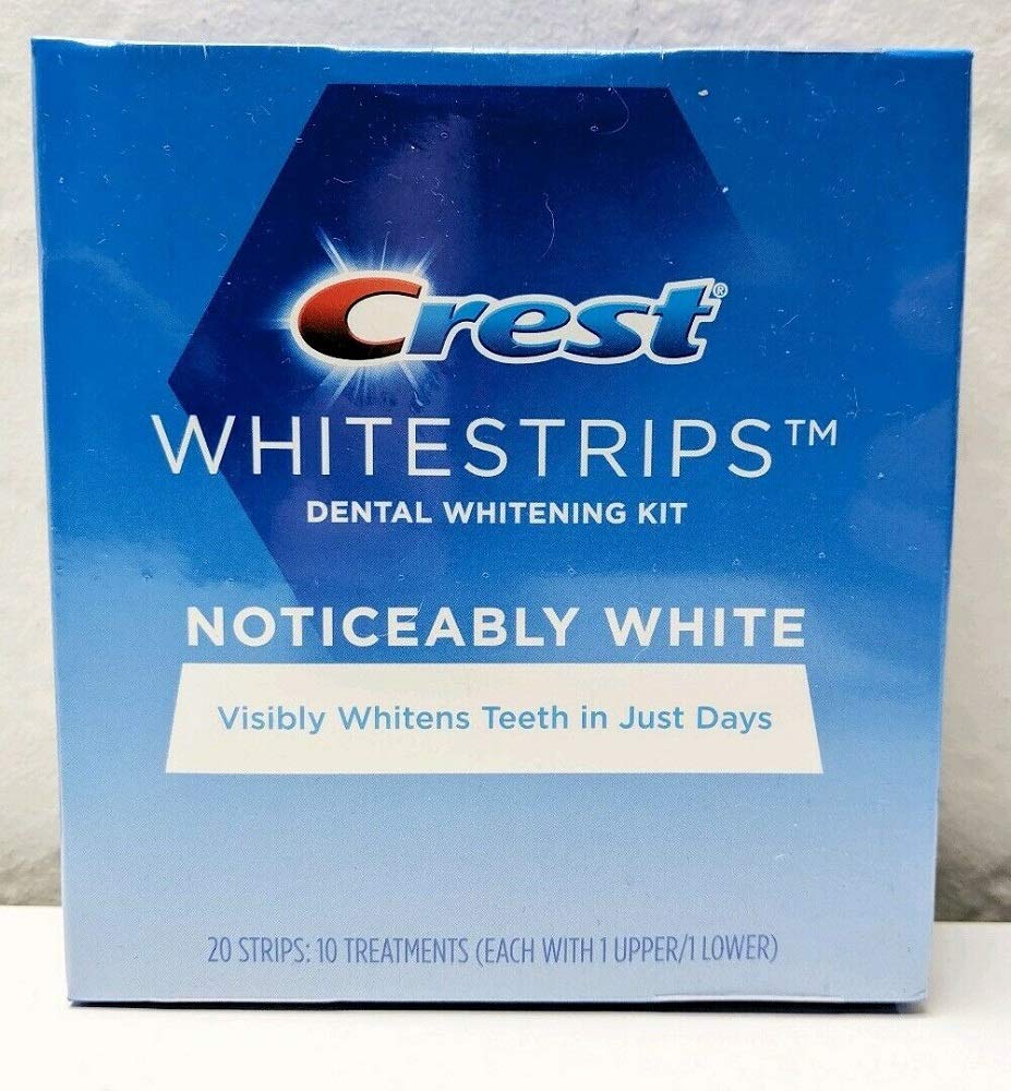 Crest Noticeably White Whitestrips box with 20 whitening strips