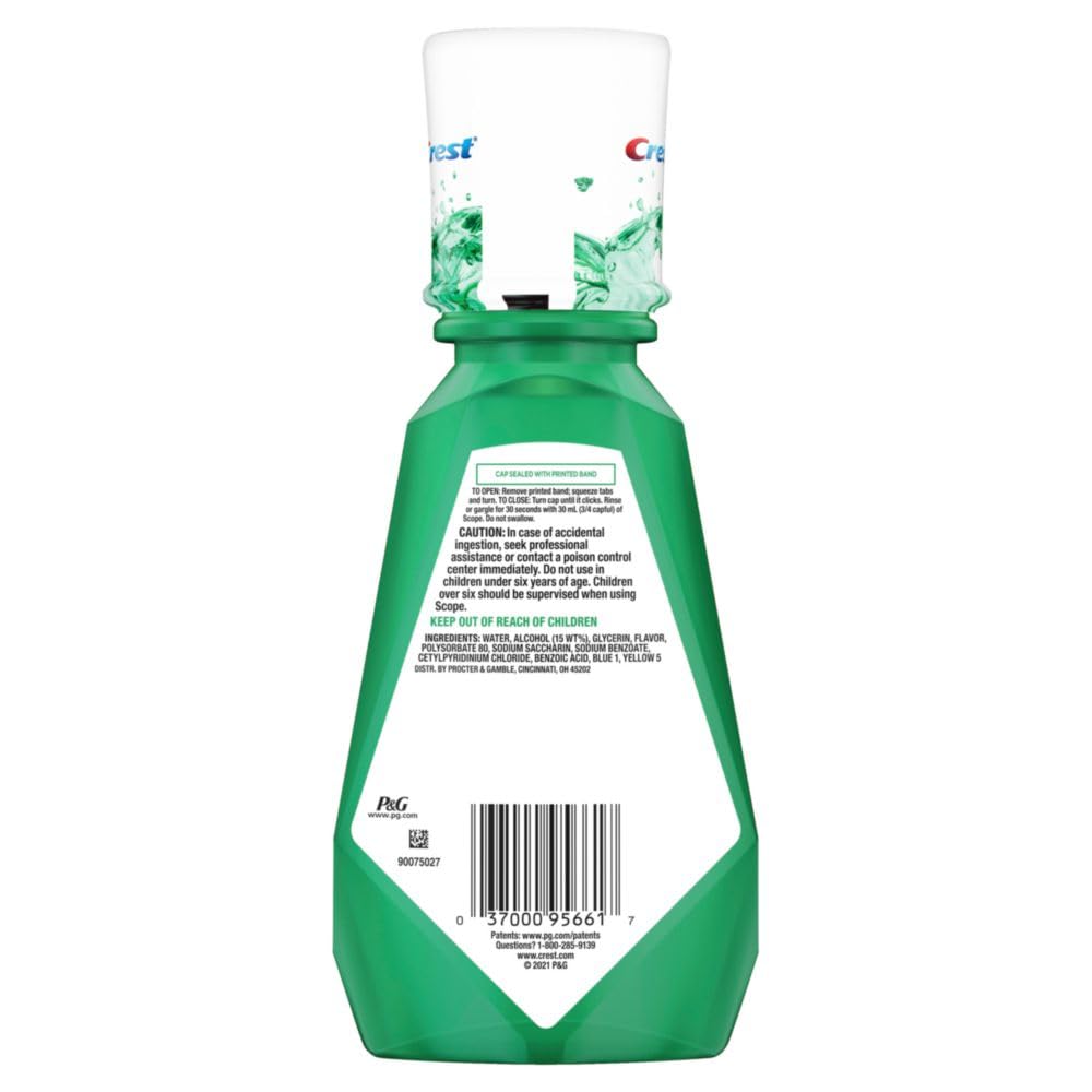 Back label details of Crest Scope Scope Classic Mouthwash