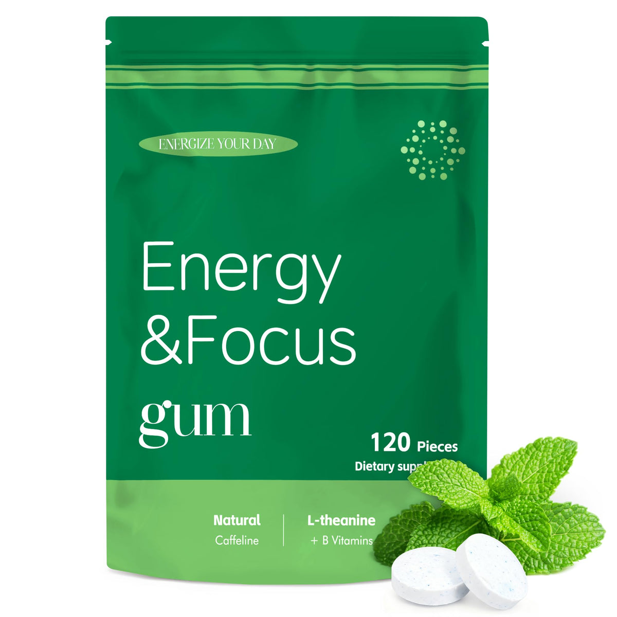 Crobirware Energy & Focus Gum front packaging showing spearmint branding for on-the-go energy