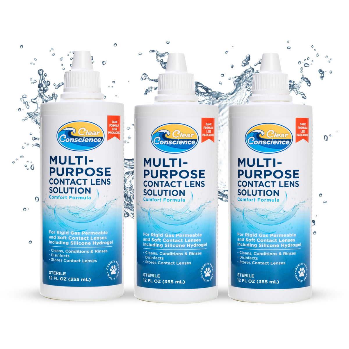 Cruelty-free 12oz contact lens solution bottle