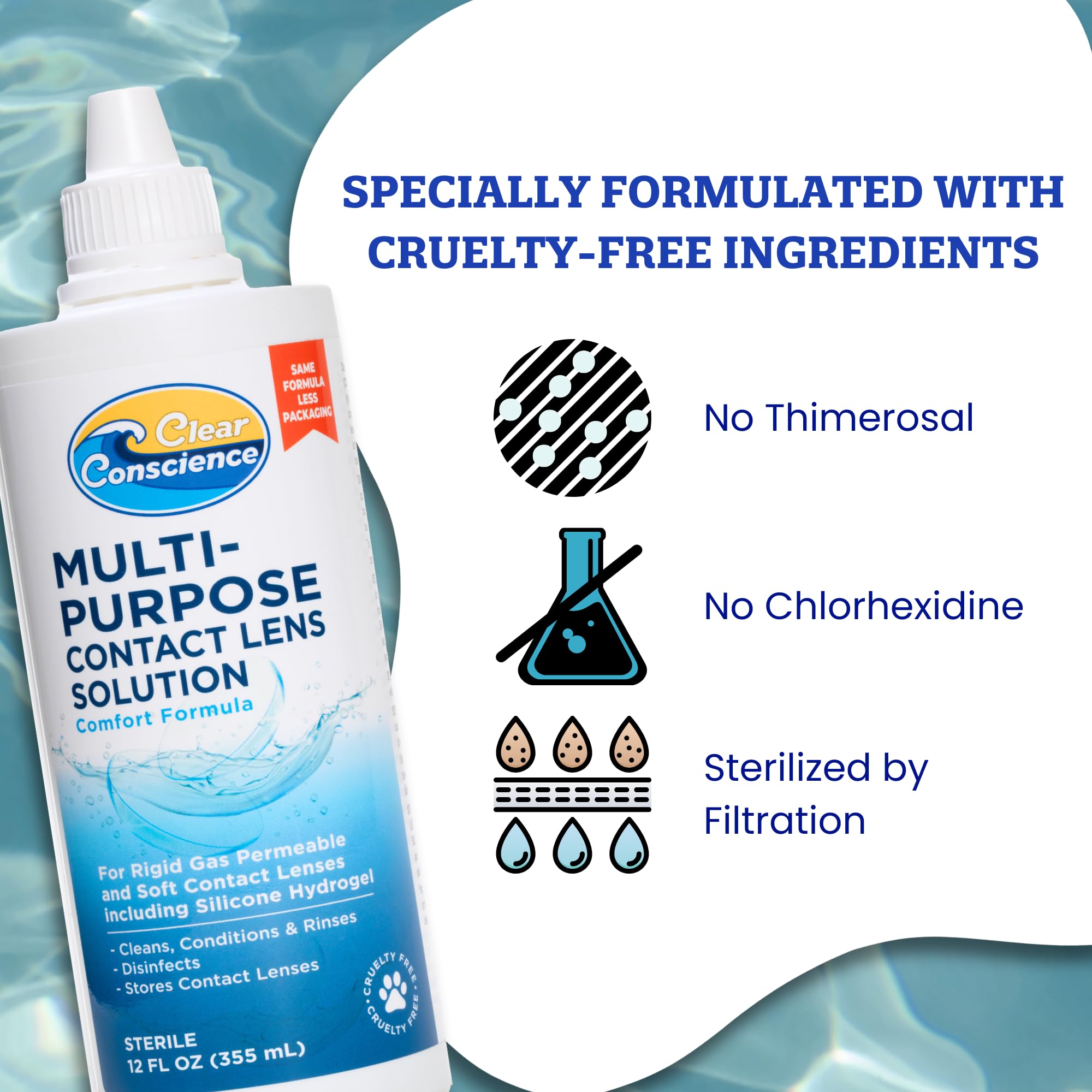 Isotonic lens solution being used to rinse lenses