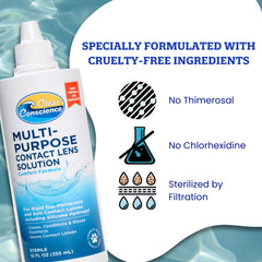 Isotonic lens solution being used to rinse lenses