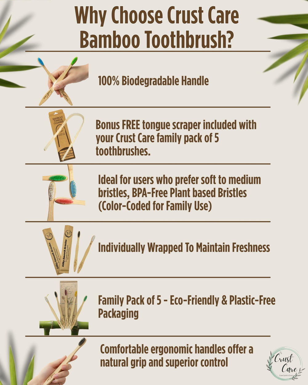 Individually wrapped bamboo toothbrush for freshness