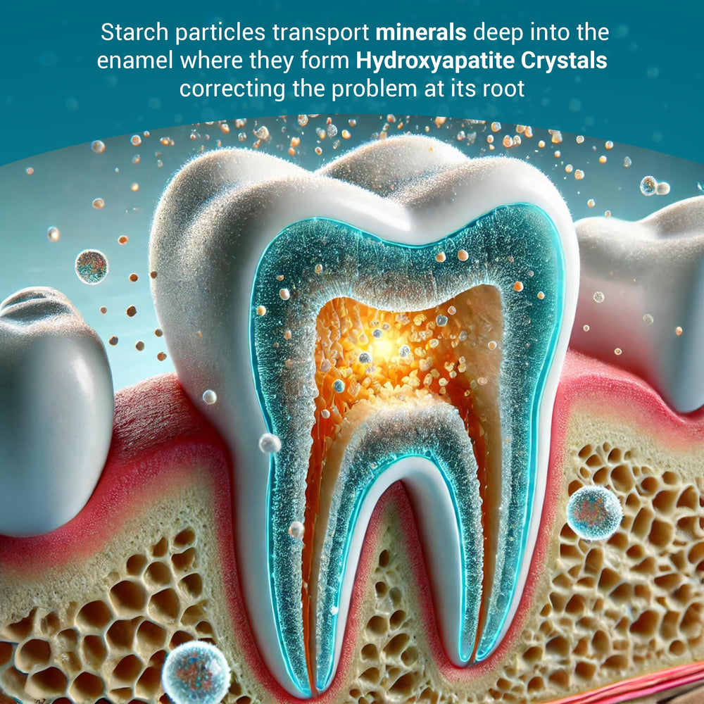 CrystLCare strip placed on enamel surface