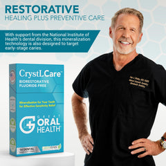 CrystLCare strip dissolving on tooth