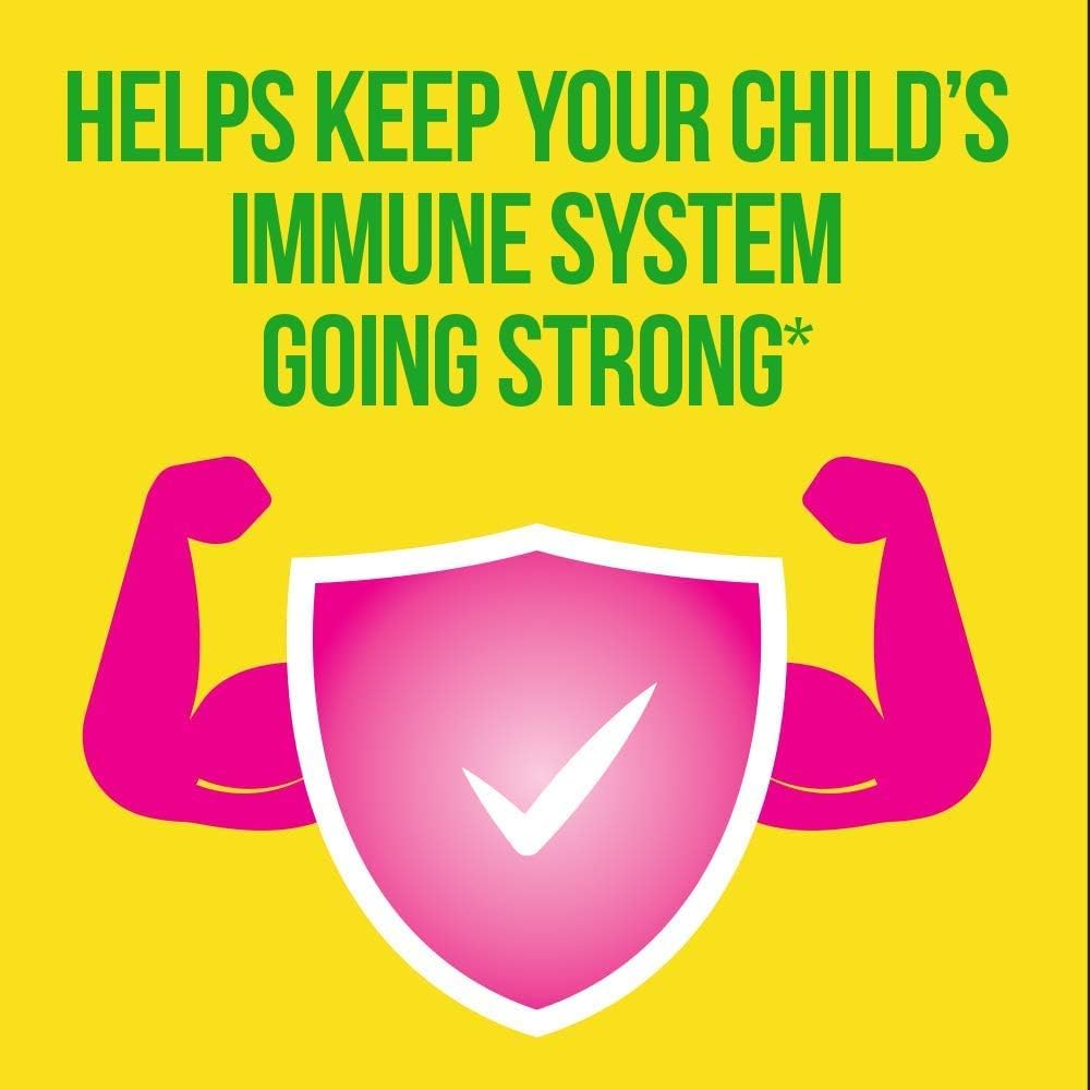 Graphic showing digestive health and immune support benefits for kids