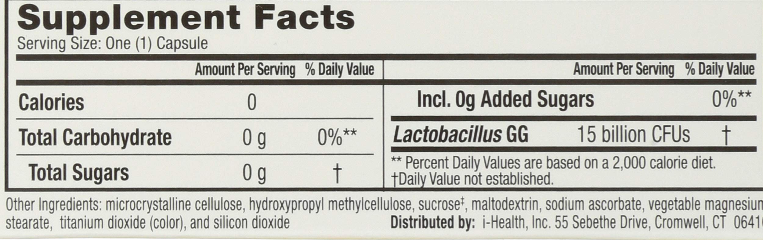 Close-up of Culturelle probiotic vegetarian capsules