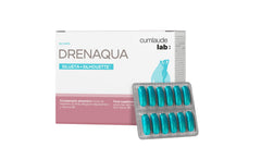 Graphic showing probiotics and prebiotics with Drenaqua bottle