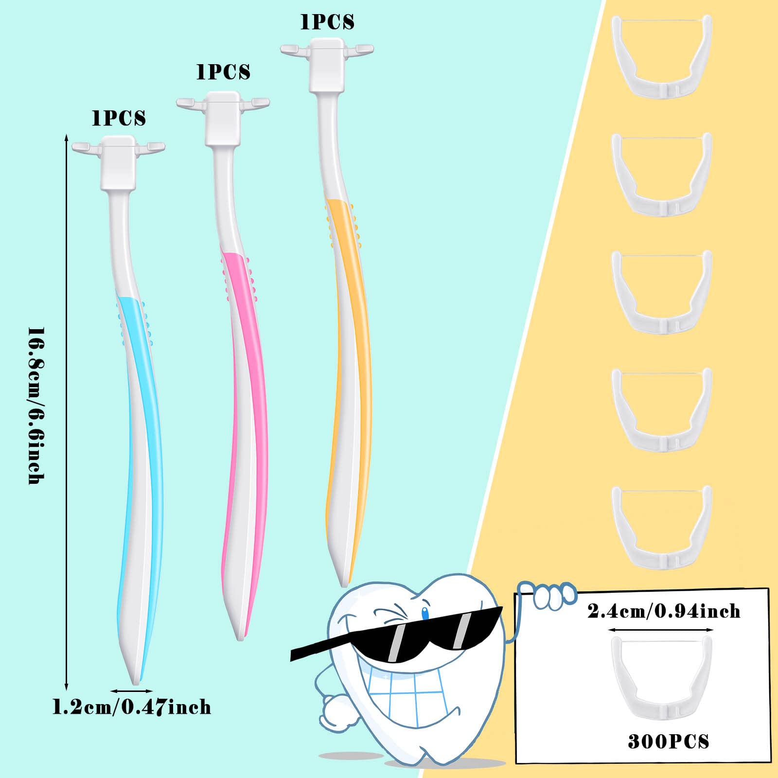 300 dental floss refill heads included with Cunhill set