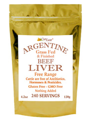 CurEase Beef Liver Powder bottle label showing Argentina grass-fed origin