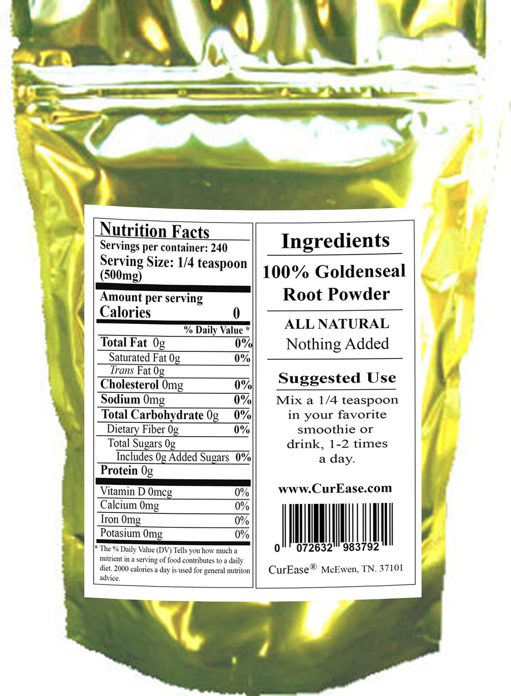 1/4 teaspoon scoop of CurEase Goldenseal Powder