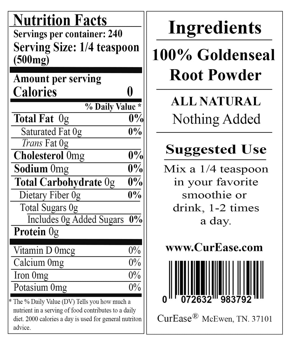 Goldenseal root powder ingredients label