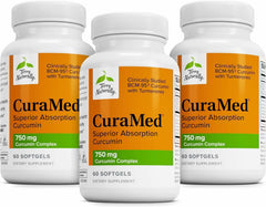 CuraMed 750mg bottle — brain and heart health support