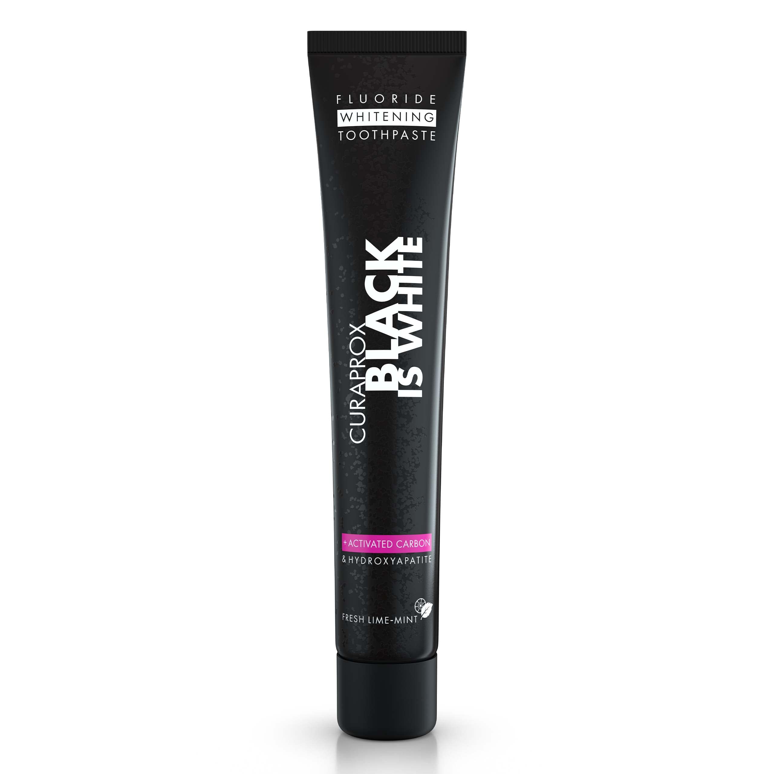 Product packaging of Curaprox Black is White toothpaste – 90 ml