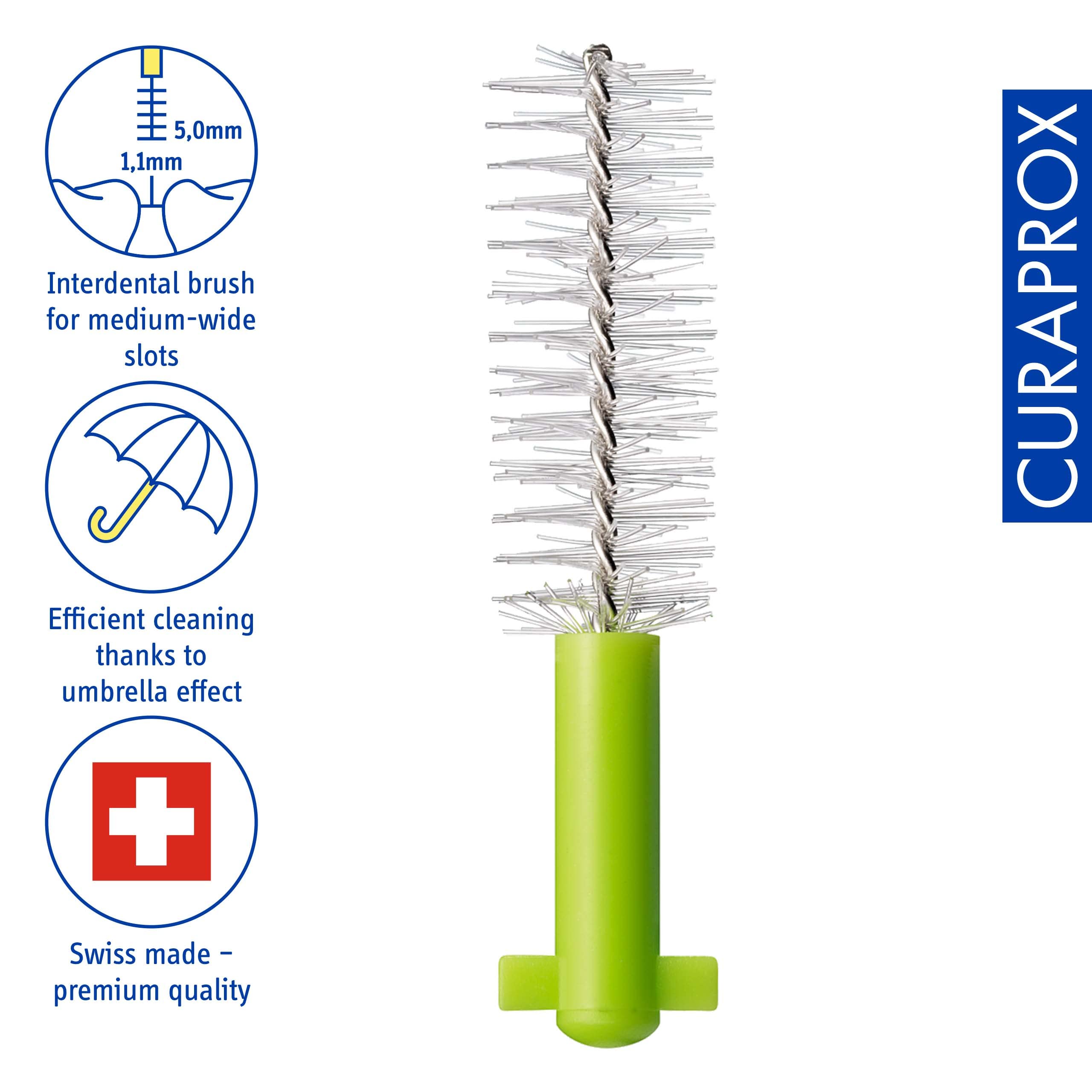 Eight-pack Curaprox CPS 011 Prime refill brushes in green