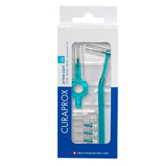 Curaprox CPS 06 Prime Start Interdental Brushes Kit Turquoise with 5 x 0.6–2.2 mm tips and UHS 409/470 handles