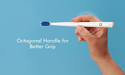 Angled, compact brush head designed for hard-to-reach areas