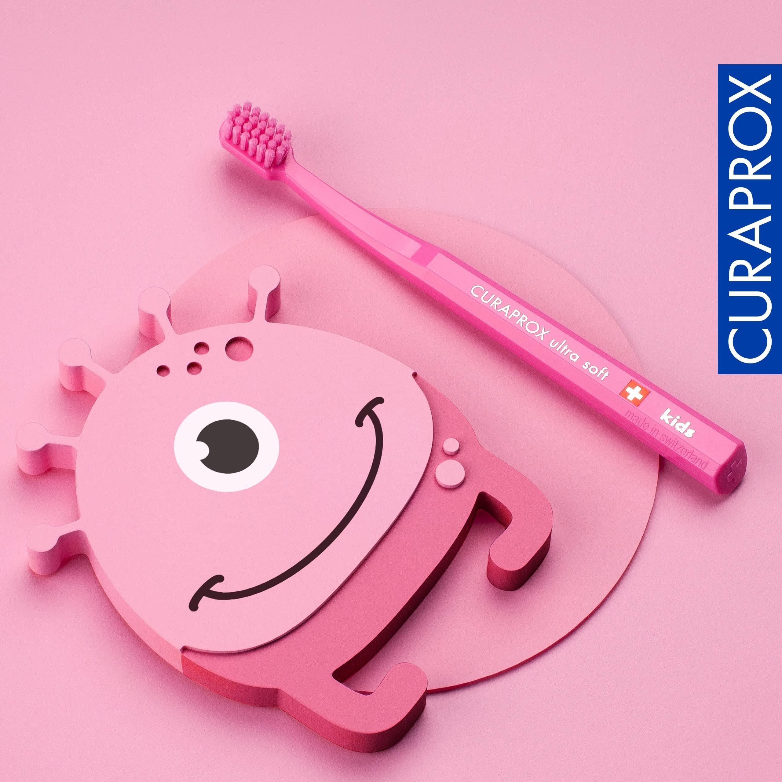 Pink Curaprox CS Kids Toothbrush BPA-free and safe for daily use