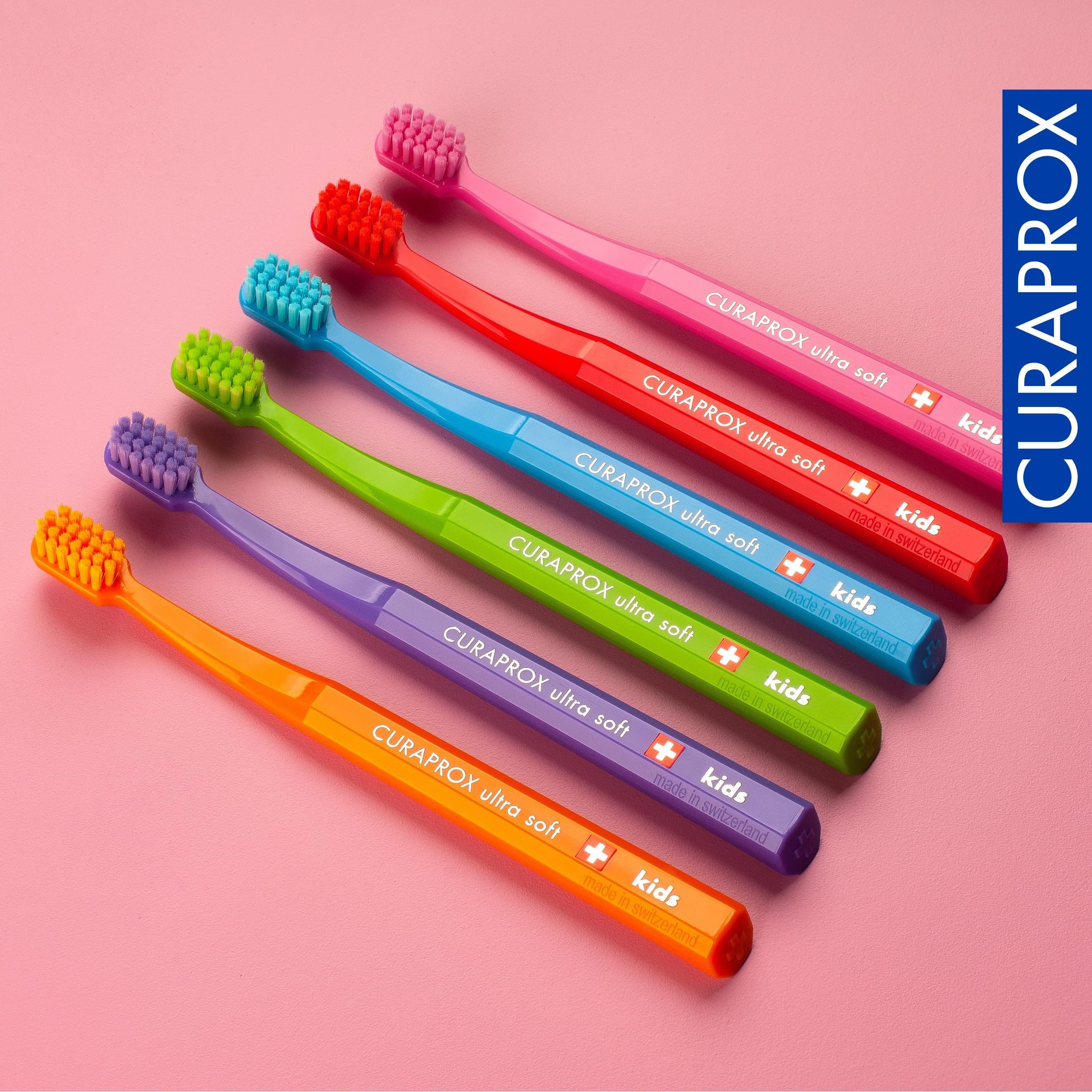 Curaprox CS Kids Toothbrush Pink in single pack packaging