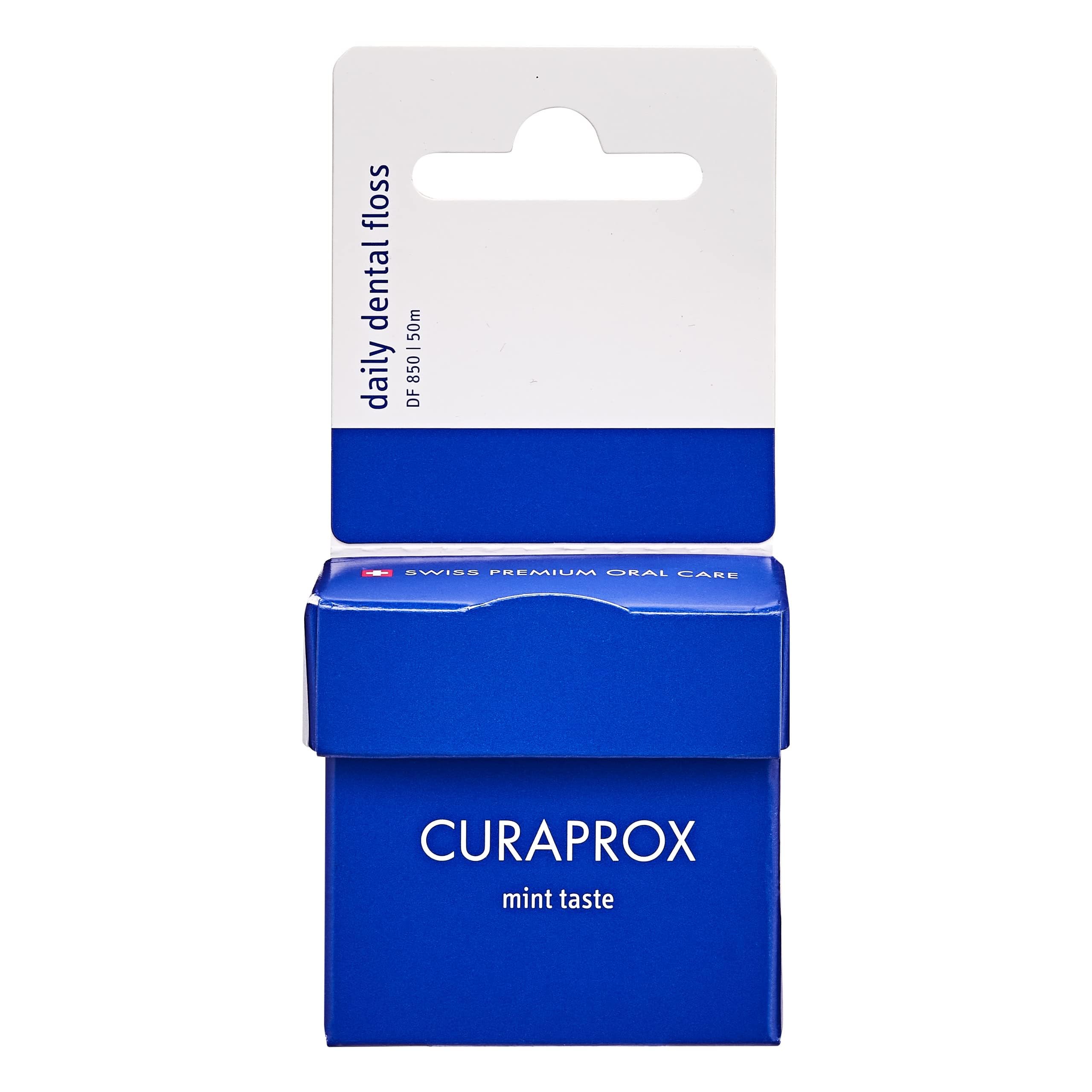 Curaprox DF 850 dental floss, 50 metres, mint flavour, waxed