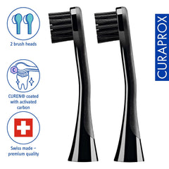 Two activated carbon brush heads for Curaprox toothbrushes