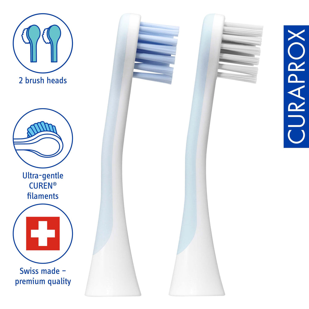 Close-up of a single Sensitive Duo brush head showing drop-like design