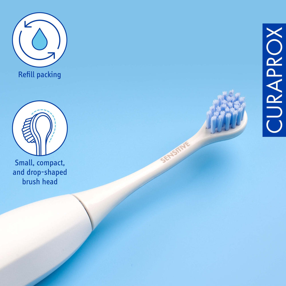Back of brush head with rubberised back and Curacurve ergonomics