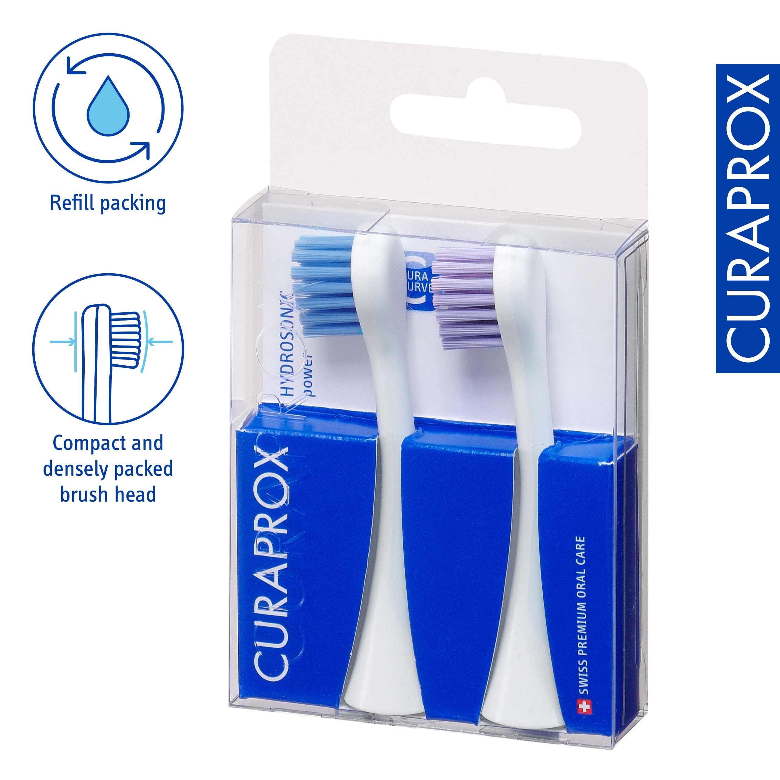 Replacement brush heads compatible with all Curaprox sonic models