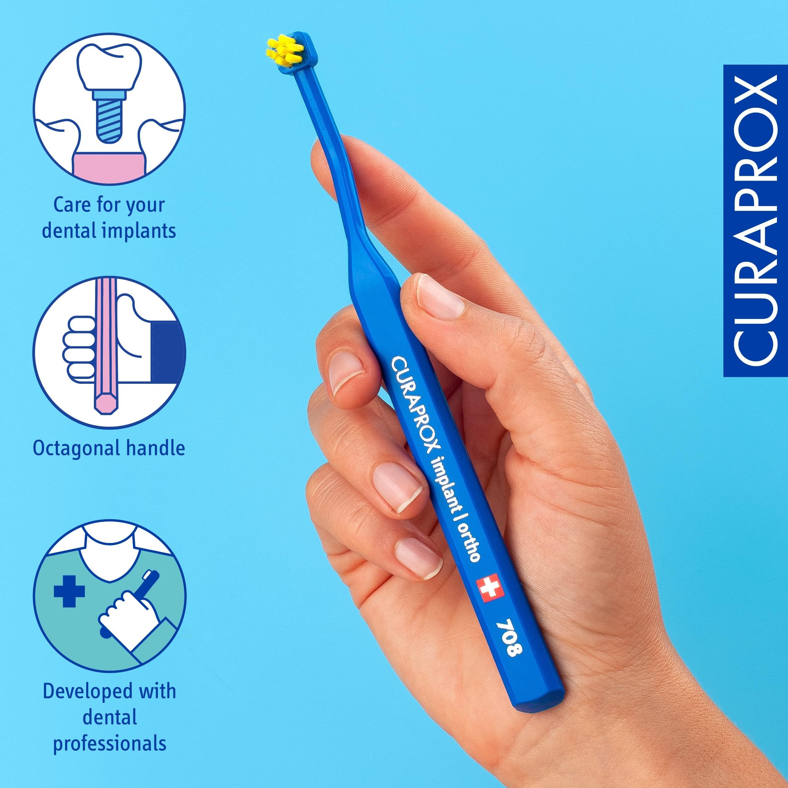 Curaprox Implant Toothbrush in packaging (blue-yellow)
