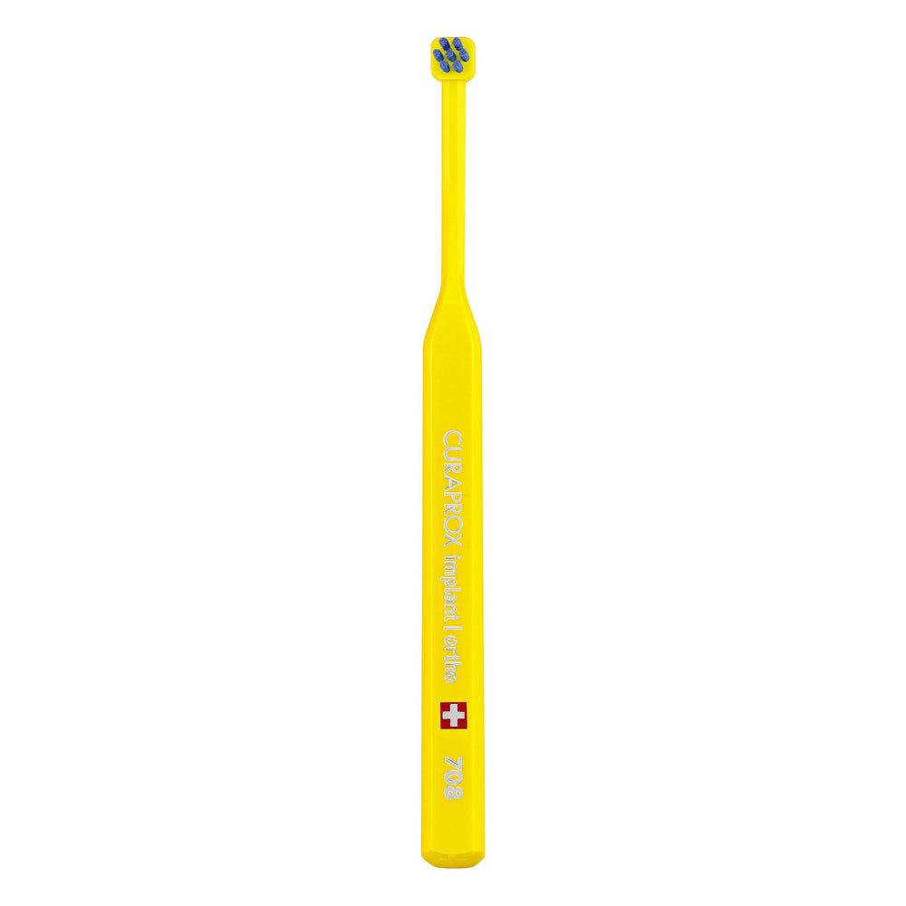 Curaprox implant toothbrush yellow blue compact head