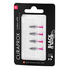 Curaprox interdental brush refills carbon size M pink 4-pack front view