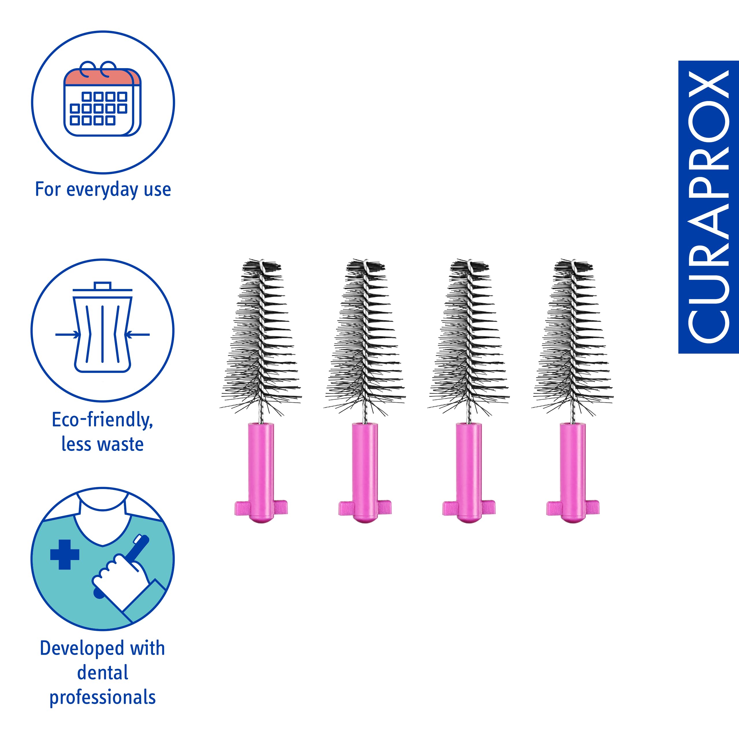 Curaprox interdental brush refills carbon size M pink 4-pack side angle