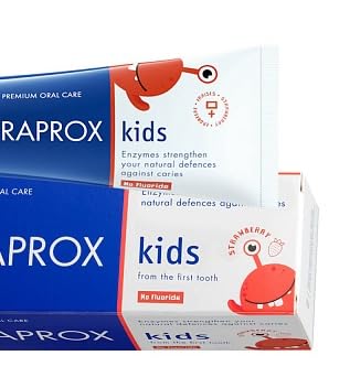 Strawberry-flavoured toothpaste tube