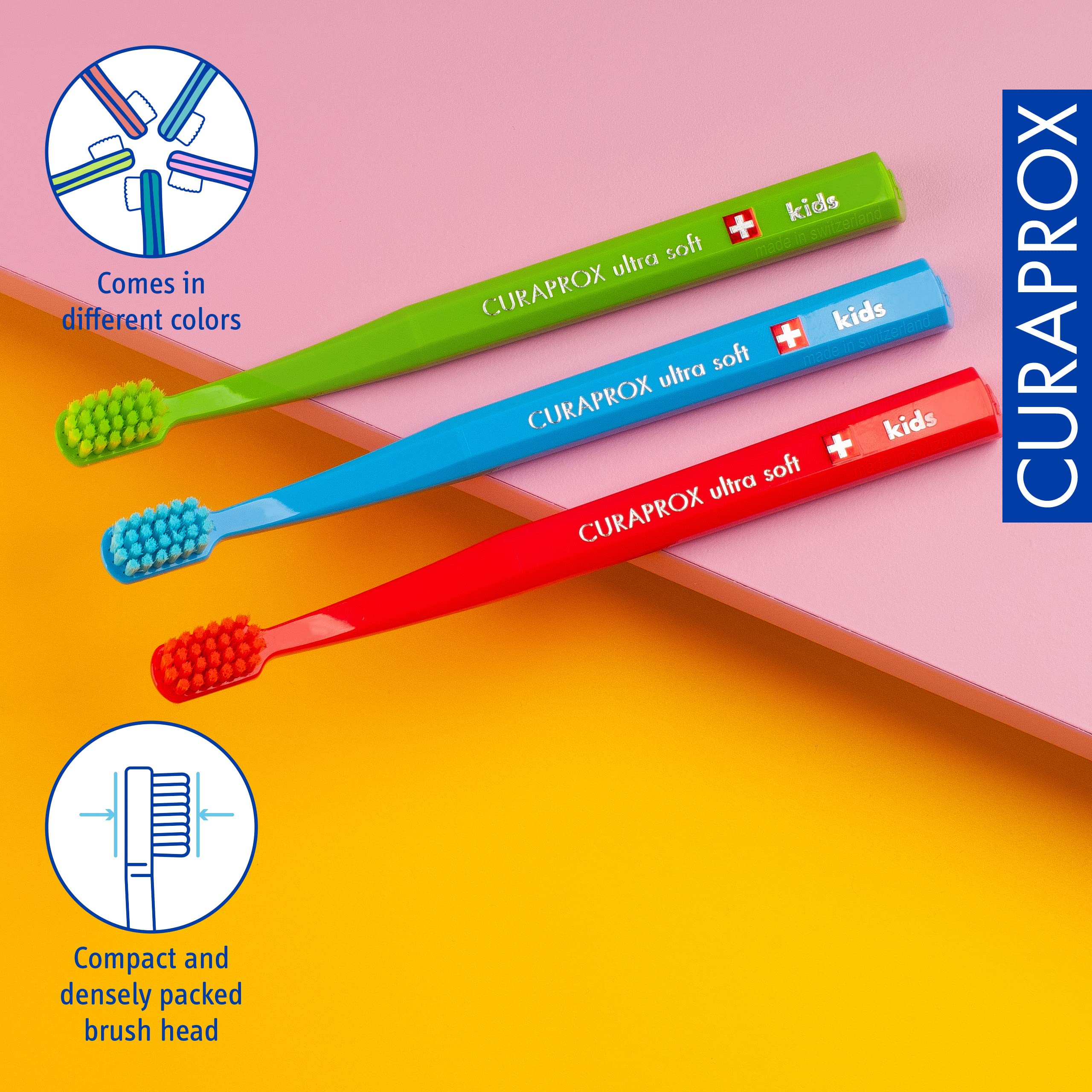 Close-up of Curaprox kids toothbrush bristles