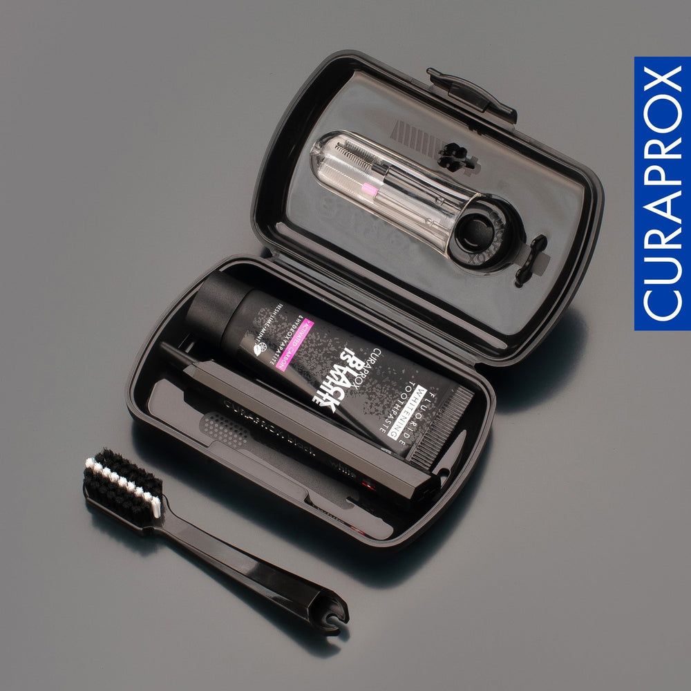 Curaprox Black is white travel refill duo-pack packaging