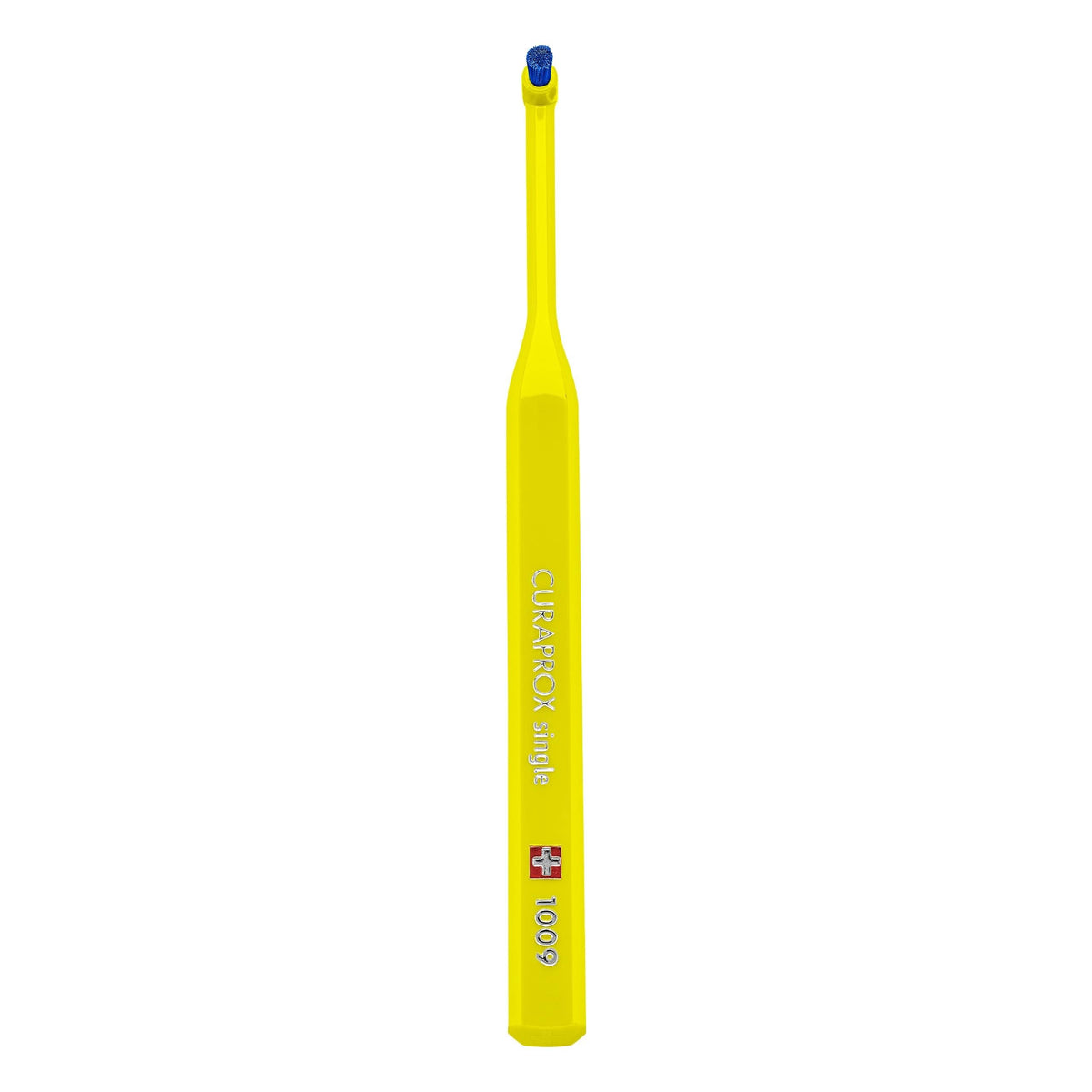 Curaprox Single-Tuft Toothbrush yellow head close-up