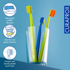 Hex handle design on Curaprox 5460 Ultra Soft Toothbrush