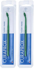 Green Curaprox UHS 410 metal interdental brush holder, pack of 2
