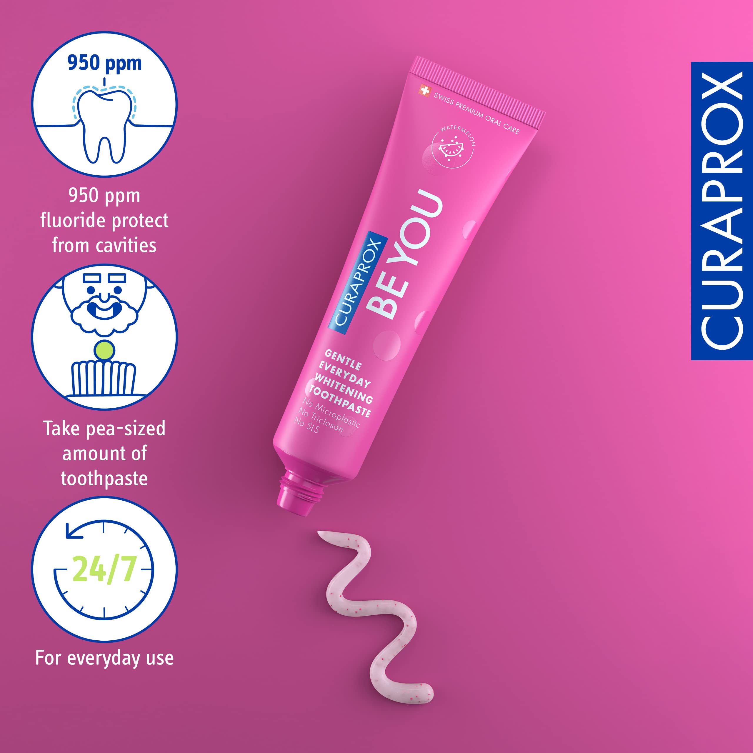 Swiss Made Curaprox oral care branding with logo