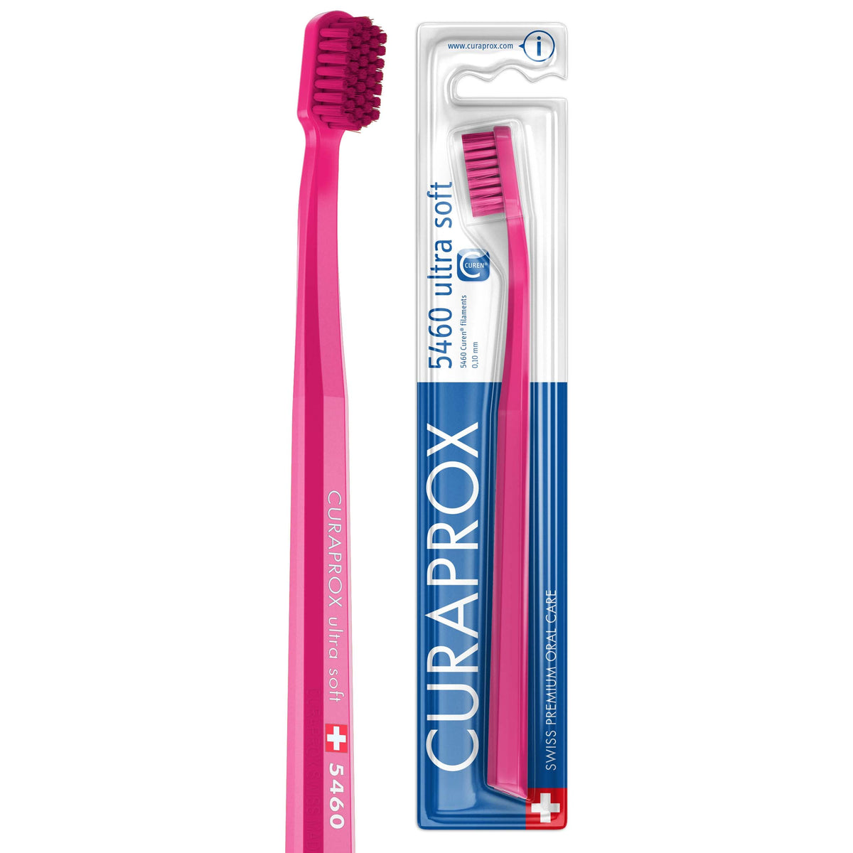Curaprox CS3960 magenta ultra-soft toothbrush with angled compact head