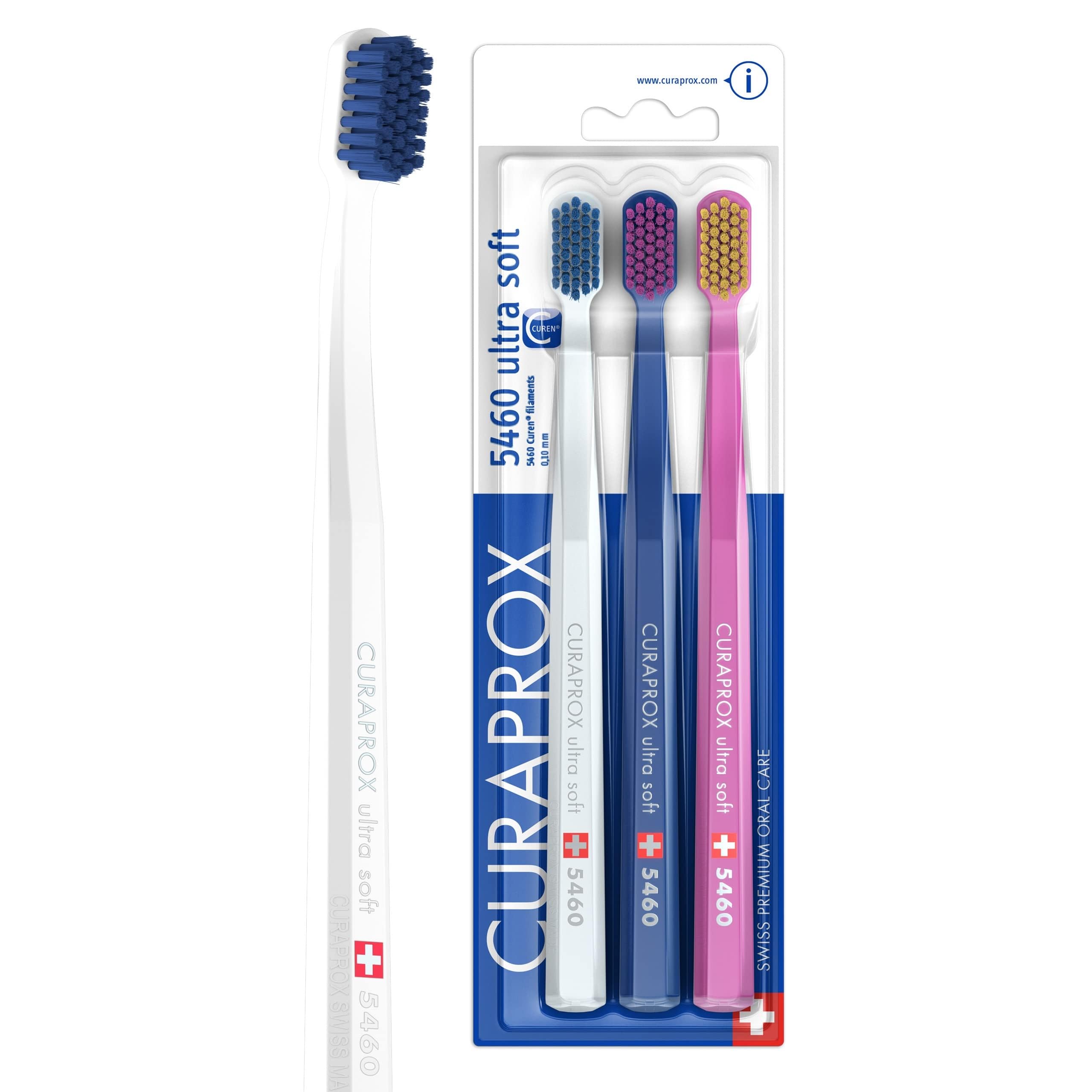 Curaprox CS 5460 Ultra-Soft Toothbrush blue-pink single pack close-up