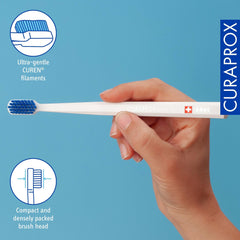 Slightly angled compact brush head of CS 5460 for thorough cleaning