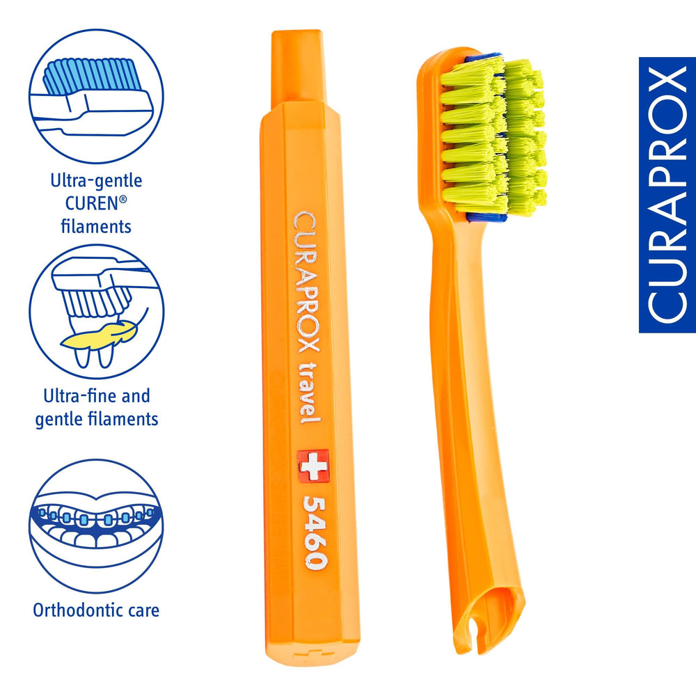 Close-up of bracket groove on orange Curaprox refill head