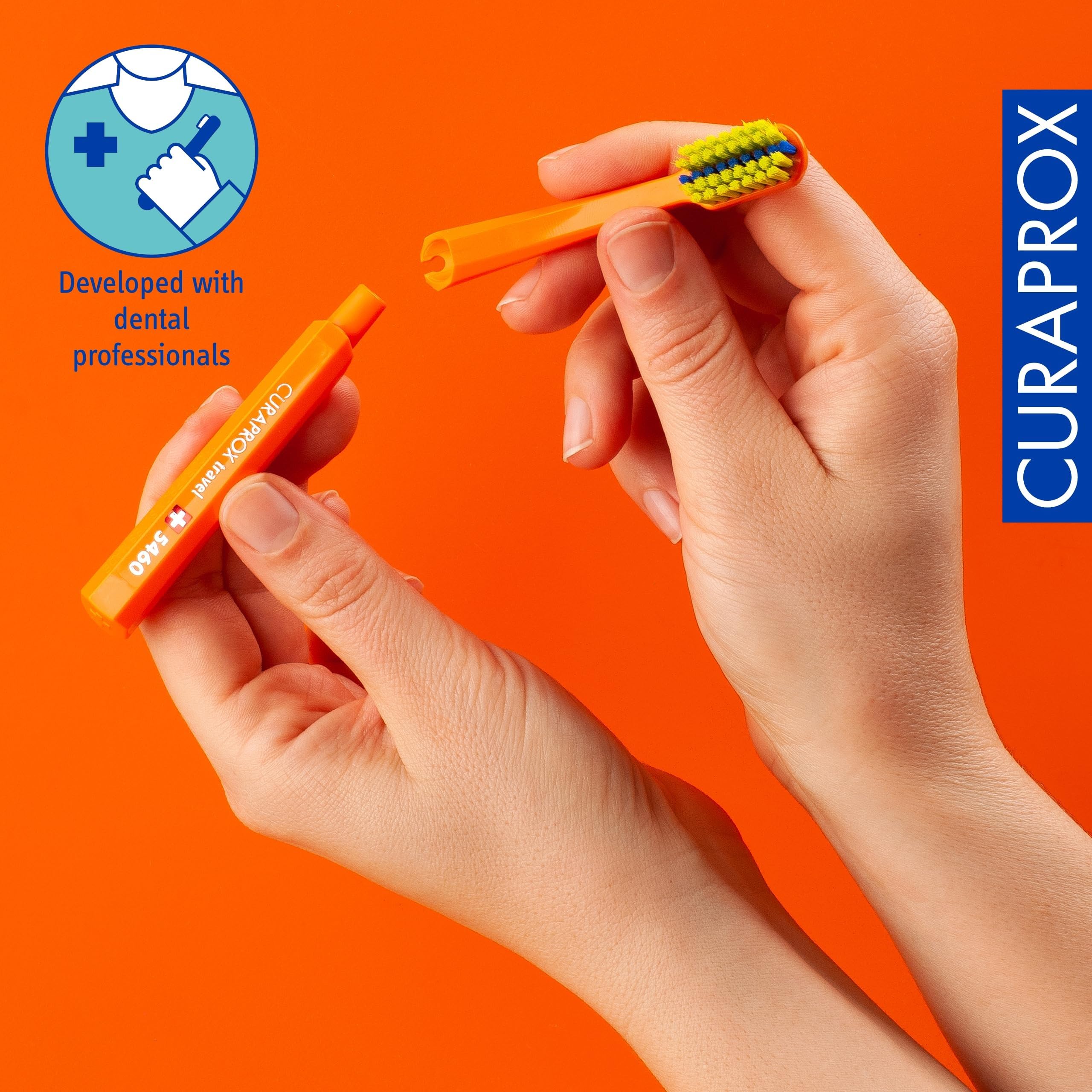 Two orange refill heads with travel handle compatibility